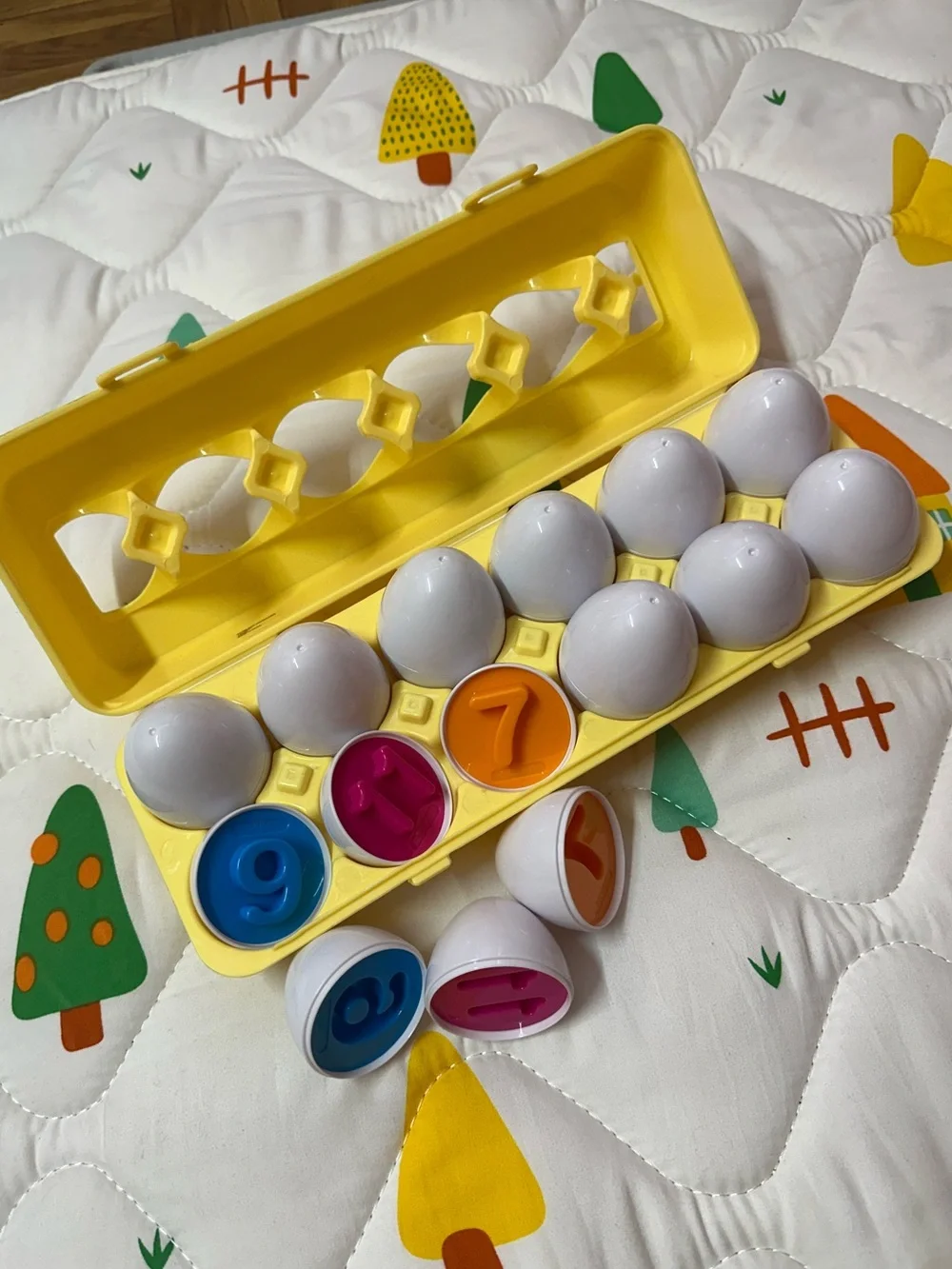 Yellow Carton Toddler Number Matching Egg Toy - Kids Educational Counting Set